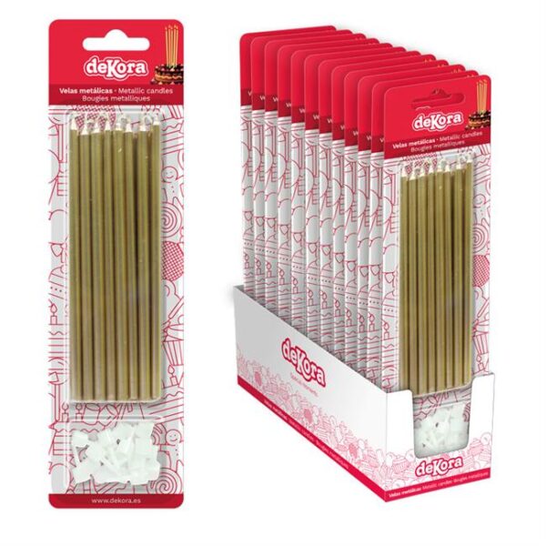 Velas Metalicas Douradas 12 blister x 16 unid